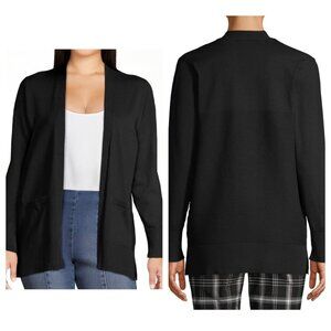 Time and Tru Women's Open Front Layering Black Cardigan Sweater Size Small